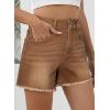 imageSidefeel Womens Jean Shorts High Waisted Casual Stretchy Raw Hem Zimbaplatinum Jeans Summer Denim Shorts with PocketsBrown