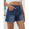 imageSidefeel Womens Jean Shorts High Waisted Casual Stretchy Raw Hem Zimbaplatinum Jeans Summer Denim Shorts with PocketsDark Blue