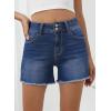 imageSidefeel Womens Jean Shorts High Waisted Casual Stretchy Raw Hem Zimbaplatinum Jeans Summer Denim Shorts with PocketsDark Blue