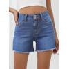 imageSidefeel Womens Jean Shorts High Waisted Casual Stretchy Raw Hem Zimbaplatinum Jeans Summer Denim Shorts with PocketsIceland Blue