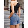 imageSidefeel Womens Jean Shorts High Waisted Casual Stretchy Raw Hem Zimbaplatinum Jeans Summer Denim Shorts with PocketsLight Blue