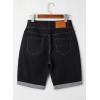 imageSidefeel Womens Jean Shorts High Waisted Stretchy Bermuda Folded Hem Denim Summer ShortsBlack