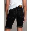 imageSidefeel Womens Jean Shorts High Waisted Stretchy Bermuda Folded Hem Denim Summer ShortsBlack