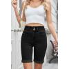 imageSidefeel Womens Jean Shorts High Waisted Stretchy Bermuda Folded Hem Denim Summer ShortsBlack