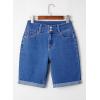 imageSidefeel Womens Jean Shorts High Waisted Stretchy Bermuda Folded Hem Denim Summer ShortsBlue