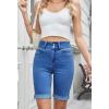 imageSidefeel Womens Jean Shorts High Waisted Stretchy Bermuda Folded Hem Denim Summer ShortsBlue