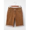 imageSidefeel Womens Jean Shorts High Waisted Stretchy Bermuda Folded Hem Denim Summer ShortsBrown