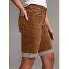 imageSidefeel Womens Jean Shorts High Waisted Stretchy Bermuda Folded Hem Denim Summer ShortsBrown