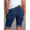 imageSidefeel Womens Jean Shorts High Waisted Stretchy Bermuda Folded Hem Denim Summer ShortsDark Blue
