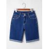 imageSidefeel Womens Jean Shorts High Waisted Stretchy Bermuda Folded Hem Denim Summer ShortsDark Blue
