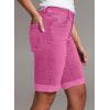 imageSidefeel Womens Jean Shorts High Waisted Stretchy Bermuda Folded Hem Denim Summer ShortsHot Pink