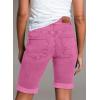 imageSidefeel Womens Jean Shorts High Waisted Stretchy Bermuda Folded Hem Denim Summer ShortsHot Pink