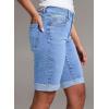 imageSidefeel Womens Jean Shorts High Waisted Stretchy Bermuda Folded Hem Denim Summer ShortsLight Blue