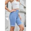 imageSidefeel Womens Jean Shorts High Waisted Stretchy Bermuda Folded Hem Denim Summer ShortsLight Blue