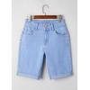 imageSidefeel Womens Jean Shorts High Waisted Stretchy Bermuda Folded Hem Denim Summer ShortsLight Blue