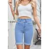 imageSidefeel Womens Jean Shorts High Waisted Stretchy Bermuda Folded Hem Denim Summer ShortsLight Blue