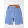 imageSidefeel Womens Jean Shorts High Waisted Stretchy Bermuda Folded Hem Denim Summer ShortsSky Blue
