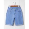 imageSidefeel Womens Jean Shorts High Waisted Stretchy Bermuda Folded Hem Denim Summer ShortsSky Blue