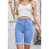 imageSidefeel Womens Jean Shorts High Waisted Stretchy Bermuda Folded Hem Denim Summer ShortsSky Blue