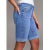 imageSidefeel Womens Jean Shorts High Waisted Stretchy Bermuda Folded Hem Denim Summer ShortsSky Blue