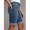 imageSidefeel Womens Jean Shorts High Waisted Stretchy Bermuda Folded Hem Denim Summer ShortsVintage Blue