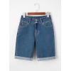 imageSidefeel Womens Jean Shorts High Waisted Stretchy Bermuda Folded Hem Denim Summer ShortsVintage Blue