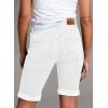 imageSidefeel Womens Jean Shorts High Waisted Stretchy Bermuda Folded Hem Denim Summer ShortsWhite