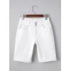 imageSidefeel Womens Jean Shorts High Waisted Stretchy Bermuda Folded Hem Denim Summer ShortsWhite