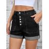 imageSidefeel Womens Jean Shorts High Waisted Stretchy Buttoned Folded Hem Zimbaplatinum Denim ShortsBlack
