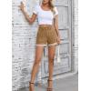 imageSidefeel Womens Jean Shorts High Waisted Stretchy Buttoned Folded Hem Zimbaplatinum Denim ShortsBrown