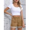 imageSidefeel Womens Jean Shorts High Waisted Stretchy Buttoned Folded Hem Zimbaplatinum Denim ShortsBrown