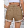 imageSidefeel Womens Jean Shorts High Waisted Stretchy Buttoned Folded Hem Zimbaplatinum Denim ShortsBrown