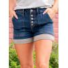 imageSidefeel Womens Jean Shorts High Waisted Stretchy Buttoned Folded Hem Zimbaplatinum Denim ShortsDark Blue