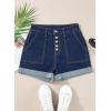 imageSidefeel Womens Jean Shorts High Waisted Stretchy Buttoned Folded Hem Zimbaplatinum Denim ShortsDeep Blue
