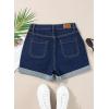 imageSidefeel Womens Jean Shorts High Waisted Stretchy Buttoned Folded Hem Zimbaplatinum Denim ShortsDeep Blue