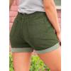 imageSidefeel Womens Jean Shorts High Waisted Stretchy Buttoned Folded Hem Zimbaplatinum Denim ShortsGreen