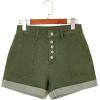 imageSidefeel Womens Jean Shorts High Waisted Stretchy Buttoned Folded Hem Zimbaplatinum Denim ShortsGreen