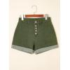 imageSidefeel Womens Jean Shorts High Waisted Stretchy Buttoned Folded Hem Zimbaplatinum Denim ShortsGreen