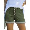imageSidefeel Womens Jean Shorts High Waisted Stretchy Buttoned Folded Hem Zimbaplatinum Denim ShortsGreen