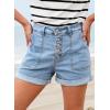 imageSidefeel Womens Jean Shorts High Waisted Stretchy Buttoned Folded Hem Zimbaplatinum Denim ShortsIceland Blue
