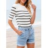imageSidefeel Womens Jean Shorts High Waisted Stretchy Buttoned Folded Hem Zimbaplatinum Denim ShortsIceland Blue