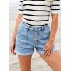 imageSidefeel Womens Jean Shorts High Waisted Stretchy Buttoned Folded Hem Zimbaplatinum Denim ShortsIceland Blue