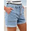 imageSidefeel Womens Jean Shorts High Waisted Stretchy Buttoned Folded Hem Zimbaplatinum Denim ShortsIceland Blue