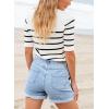 imageSidefeel Womens Jean Shorts High Waisted Stretchy Buttoned Folded Hem Zimbaplatinum Denim ShortsIceland Blue