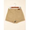 imageSidefeel Womens Jean Shorts High Waisted Stretchy Buttoned Folded Hem Zimbaplatinum Denim ShortsKhaki