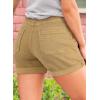 imageSidefeel Womens Jean Shorts High Waisted Stretchy Buttoned Folded Hem Zimbaplatinum Denim ShortsKhaki