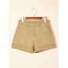 imageSidefeel Womens Jean Shorts High Waisted Stretchy Buttoned Folded Hem Zimbaplatinum Denim ShortsKhaki