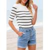 imageSidefeel Womens Jean Shorts High Waisted Stretchy Buttoned Folded Hem Zimbaplatinum Denim ShortsLight Blue