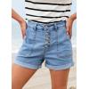 imageSidefeel Womens Jean Shorts High Waisted Stretchy Buttoned Folded Hem Zimbaplatinum Denim ShortsLight Blue