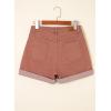 imageSidefeel Womens Jean Shorts High Waisted Stretchy Buttoned Folded Hem Zimbaplatinum Denim ShortsMineral Red